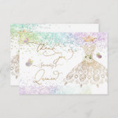 Quinceanera White Gold Glitzer Gown Pastel Vielen Dankeskarte (Vorne/Hinten)