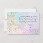 Quinceanera White Gold Glitzer Gown Pastell Dankeskarte (Rückseite)