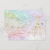 Quinceanera White Gold Glitzer Gown Pastell Dankeskarte (Vorne/Hinten)