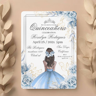 Quinceañera - White Gold Navy Blue Einladung