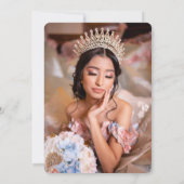 Quinceañera - White Gold Navy Blue Einladung (Rückseite)