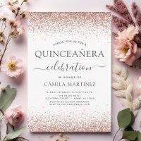 Quinceanera White Rose Gold Blank Rosa