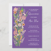 Quinceañera-Wildblumen Handgemalt Custom Foto Einladung (Vorderseite)