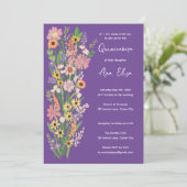 Quinceañera-Wildblumen Handgemalt Custom Foto Einladung (Stehend Vorderseite)