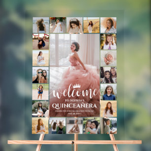 Quinceañera Willkommen Foto Collage 15. Geburtstag Acrylschild