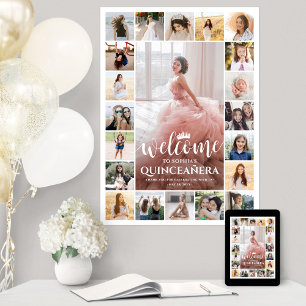 Quinceañera Willkommen Foto Collage 15. Geburtstag Poster