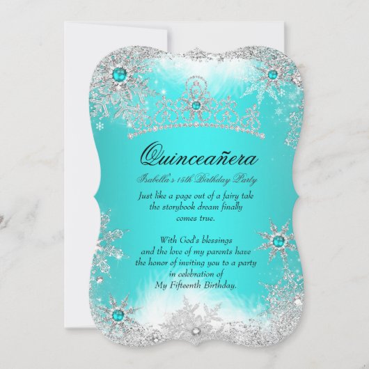 Quinceanera Winter Wonderland Einladung (Vorderseite)