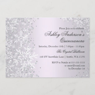 Quinceanera Winter Wonderland Lila Schneesterne Einladung
