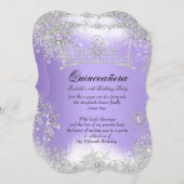 Quinceanera Winter Wonderland Lilac Lila Schnee Einladung (Vorne/Hinten)