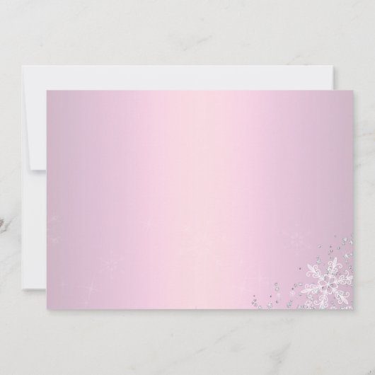 Quinceanera Winter Wonderland Rosa Schneeflocken Einladung (Rückseite)