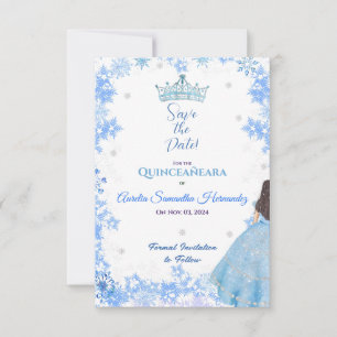 Quinceañera Winter Wonderland Save the Date Karte