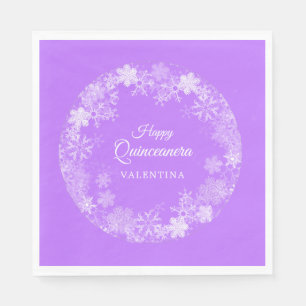 Quinceanera Winter Wonderland Schneeflocke Lila Serviette
