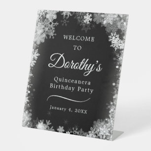 Quinceanera Winter Wonderland Schneeflocke Willkom Sockelschild