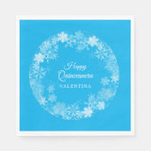 Quinceanera Winter Wonderland Snowflake Blau Serviette (Vorderseite)