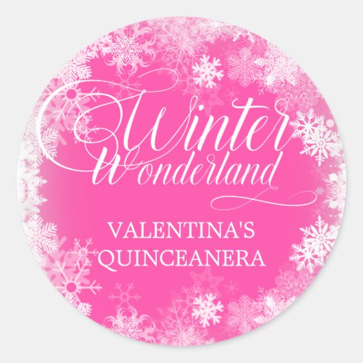 QUINCEANERA Winter Wonderland Snowflake Gefallen Runder Aufkleber (Vorderseite)
