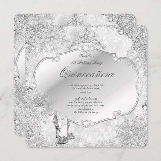 Quinceanera Winter Wunderland Albergo Piazza della Einladung (Vorne/Hinten)