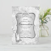 Quinceanera Winter Wunderland Silberschneeflocke 2 Einladung (Stehend Vorderseite)