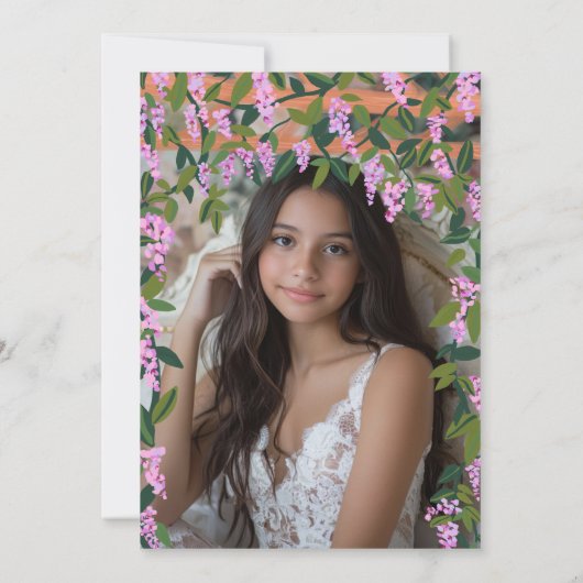 Quinceañera Wisteria Vines Floral Custom Foto Einladung (Rückseite)