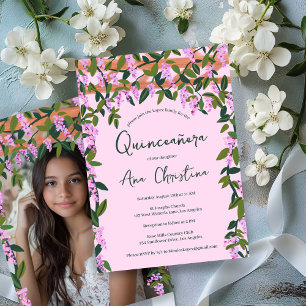 Quinceañera Wisteria Vines Floral Custom Foto Einladung