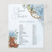 Quinceañera XV 15 Baby Blue Floral Charro Padrinos (Vorderseite)