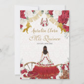 Quinceañera XV 15 Charro Red White Floral Horses Einladung (Rückseite)