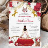 Quinceañera XV 15 Charro Red White Floral Horses Einladung