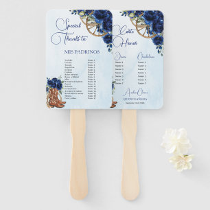 Quinceañera XV 15 Königlich Blau Floral Charro Pad Fächer