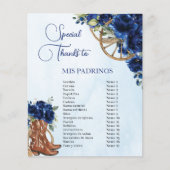 Quinceañera XV 15 Royal Blue Floral Charro Padrino (Vorderseite)
