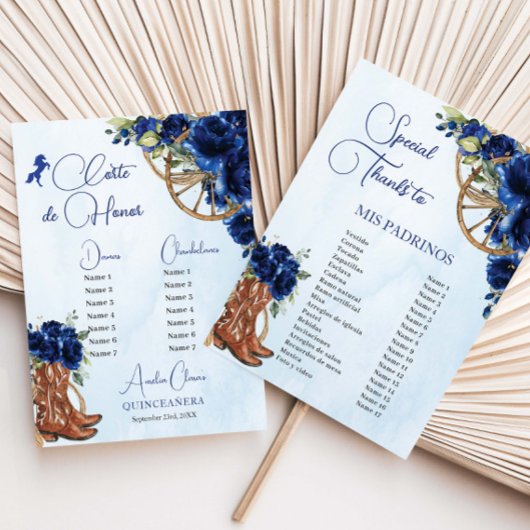 Quinceañera XV 15 Royal Blue Floral Charro Padrino