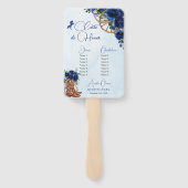 Quinceañera XV 15 Royal Blue Floral Charro Padrino Fächer (Rückseite)