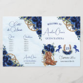 Quinceañera XV 15 Royal Blue Floral Charro Program (Vorderseite)