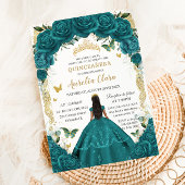 Quinceañera XV Aquamarines Green Floral Princess D Einladung