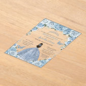 Quinceañera XV Baby Blue Floral Princess Silver Acryleinladungen (Ablage )