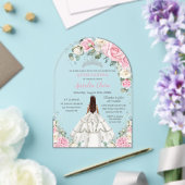 Quinceañera XV Rosa Weiße Blütenprinzessin Silber Acryleinladungen (Insitu (Hochzeit))