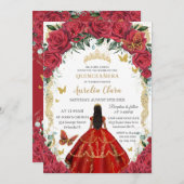 Quinceañera XV Vintages Schwarzes Haar Einladung (Vorne/Hinten)