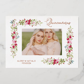 Quinceañeras Sisters Spanish Whimsical Typography  Folieneinladung