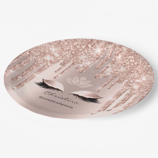 Quinceañeras Sweet 16. Bridal Funkelnd Diamod Pappteller (Schrägansicht)