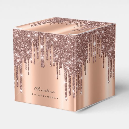 Quinceañeras Sweet 16. Bridal Rose Glitzer Geschenkschachtel (Vorderseite)