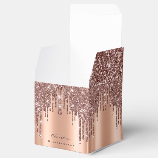 Quinceañeras Sweet 16. Bridal Rose Glitzer Geschenkschachtel (Geöffnet)