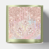 Quinceañeras Sweet 16. Bridal Rose Mint Holograph Geschenkschachtel (Oben)