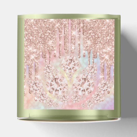 Quinceañeras Sweet 16. Bridal Rose Mint Holograph Geschenkschachtel (Oben)