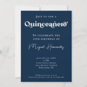 Quinceañero Elegano Navy Fett Typografie Geburtsta Einladung (Vorderseite)