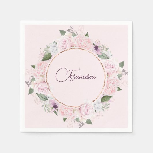 Quincearnera Rose Rosa Serviette (Vorderseite)