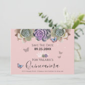 Quincenara Pink Cactus Save the Date Einladung (Stehend Vorderseite)