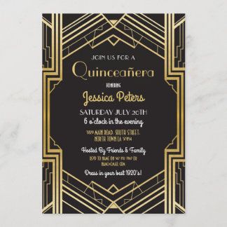 Quinceñera Birthday Party Gatsby Art Deco Einladun Einladung