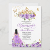Quinceñera Butterfly & Lila Aquarellfarben Blume Einladung (Vorderseite)