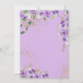 Quinceñera Butterfly & Lila Aquarellfarben Blume Einladung (Rückseite)