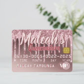 Quinceñera Dunkle Rose Gold & Pink Glitzer Tropfen Einladung (Stehend Vorderseite)