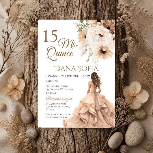 Quincenera-Einladung auf Spanisch Boho Einladung
