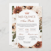 Quincenera Einladung auf Spanisch BohoFloral (Vorne/Hinten)